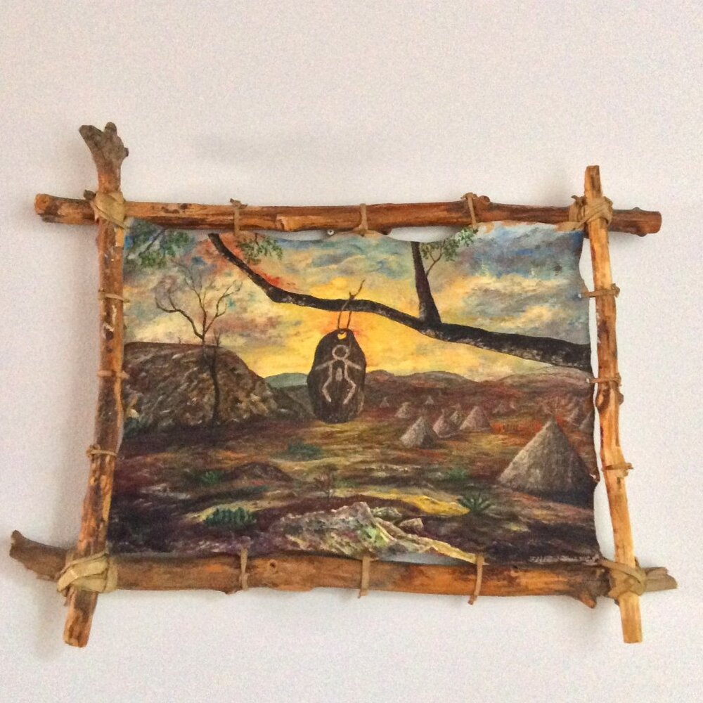 "Hunger" oil on Hide by "Fiddlin" Travis Wetzel